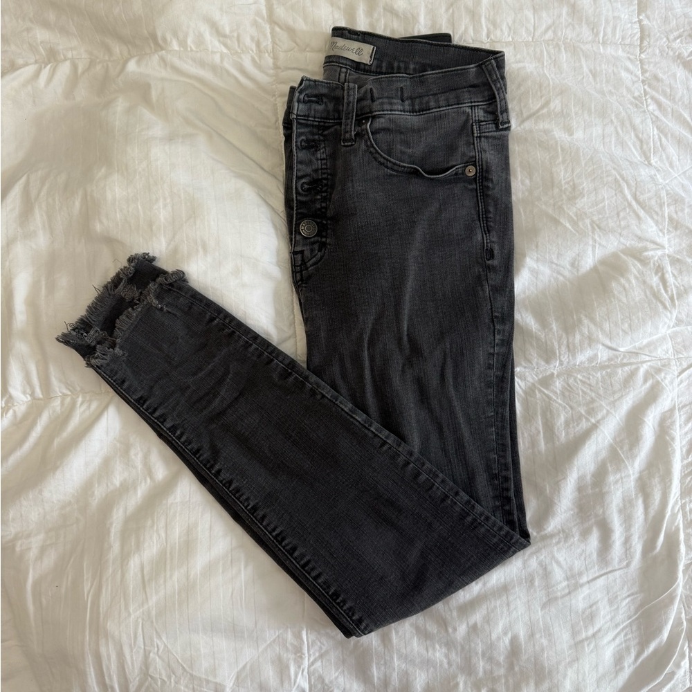 Madewell Dark Gray Ankle Jeans with Button Fly